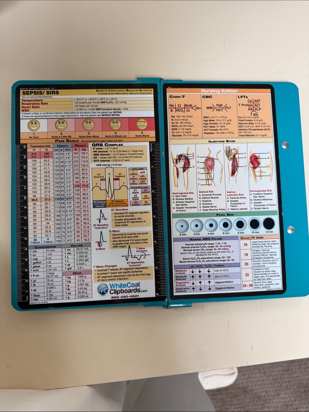 Clipboard Nursing Reference foldable - Teal